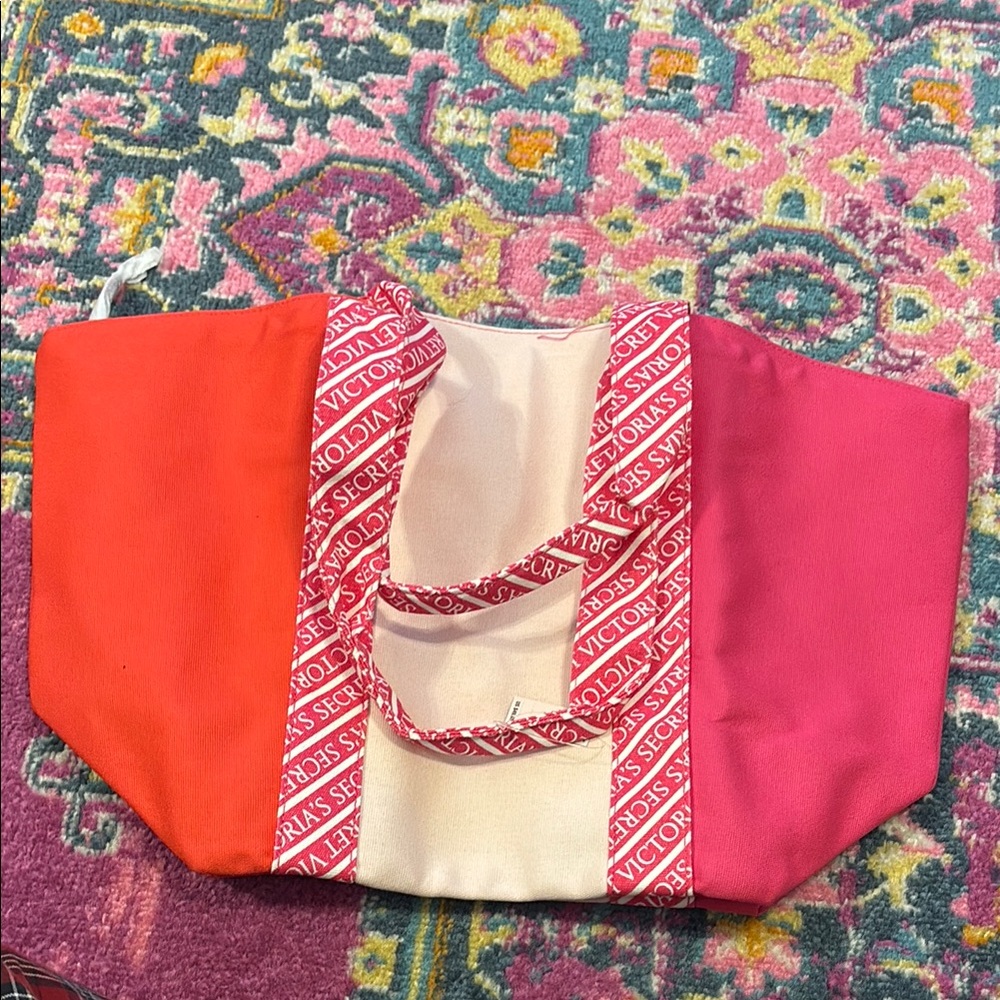 Victoria's Secret Red and Pink Color-Block Tote